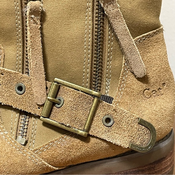 Women’s CAT Caterpillar Moto Zipper Work Boots Size 10/41 Camel Suede - Picture 13 of 16